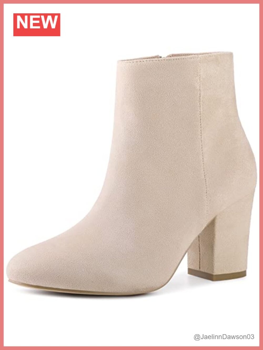 Round Toe Chunky High Heels Ankle Boots Faux Suede